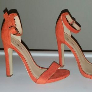 Orange open toe high heel sandals